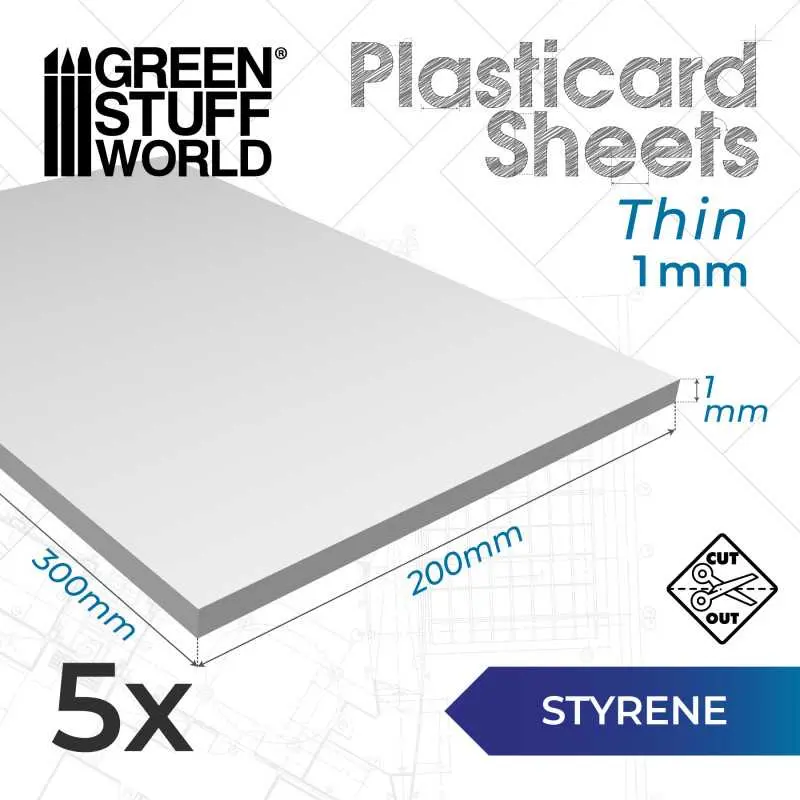 [GSW 0177] Plasticard styreen sheets 1mm (5 sheets)