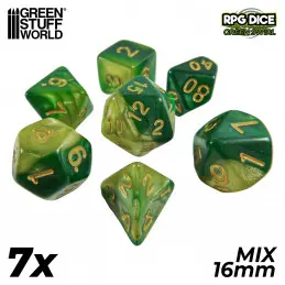 RPG Dice Set Green Swirl