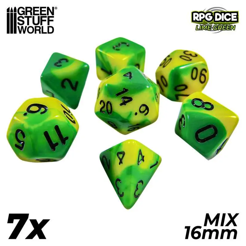 RPG Dice Set Lime Green