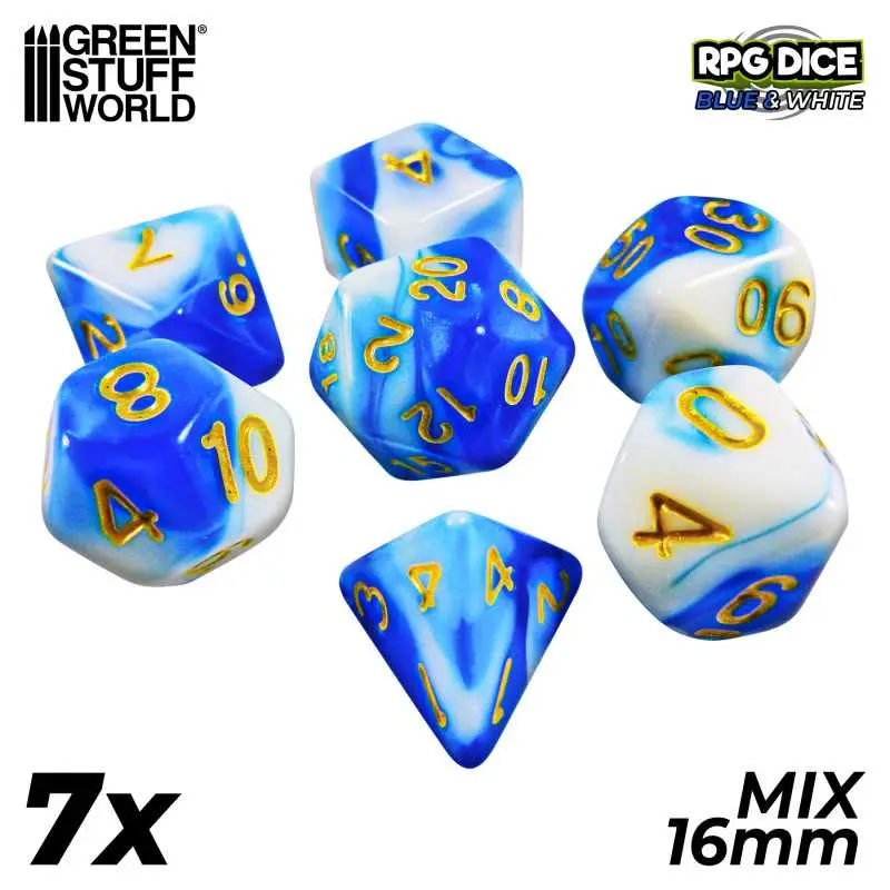 RPG Dice Set Blue & White