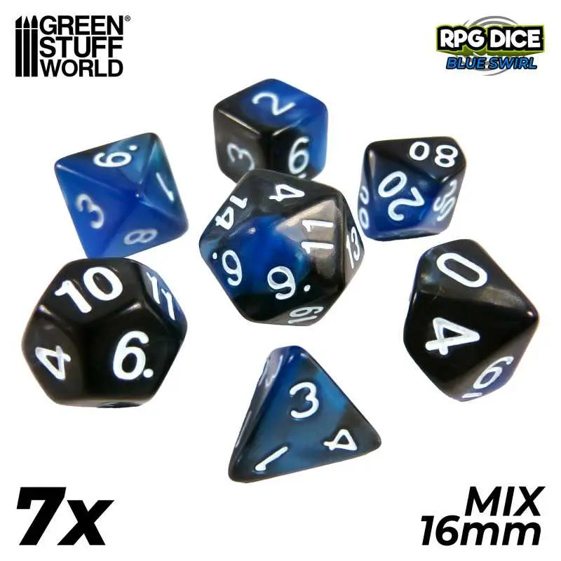 RPG Dice Set blue Swirl