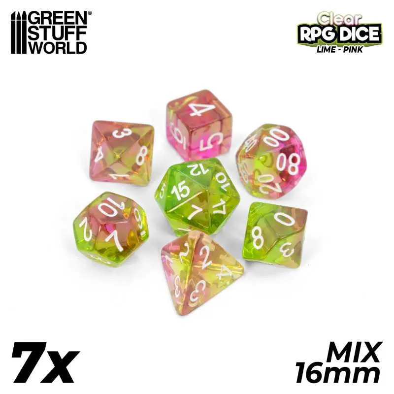 RPG Dice Set Lime/Pink Clear