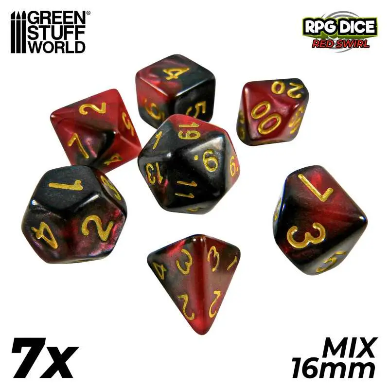 RPG Dice Set Red Swirl