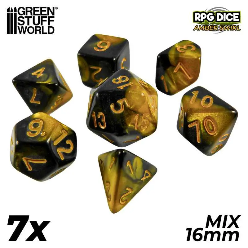 RPG Dice Set Amber Swirl