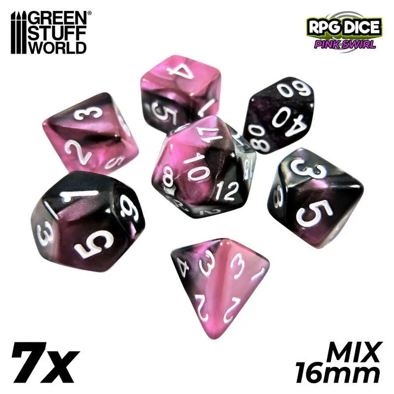 RPG Dice Set Pink Swirl