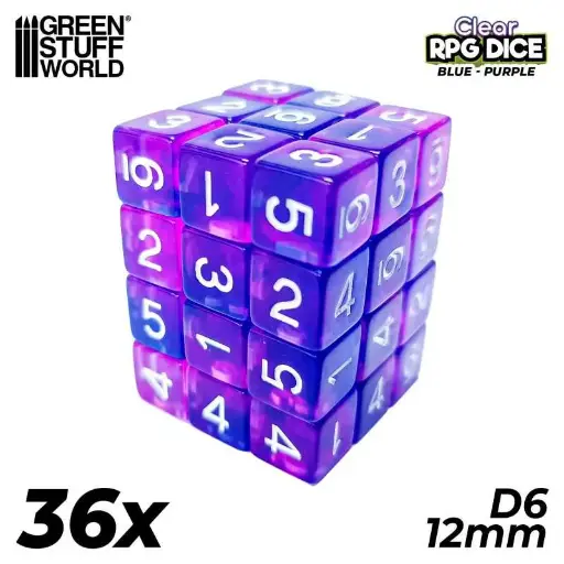 [GSW 0134] Dobbelstenen BLUE/PURPLE Clear (36st)