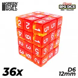 [GSW 0188] Dobbelstenen RED/YELLOW Clear (36st)