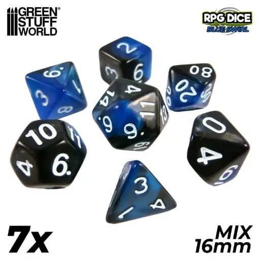 [GSW 0192] RPG Dice Set blue Swirl